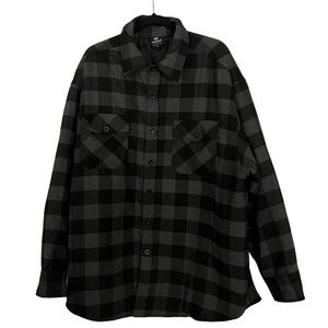Yago Black Grey Check Flannel Shirt Jacket 3XL